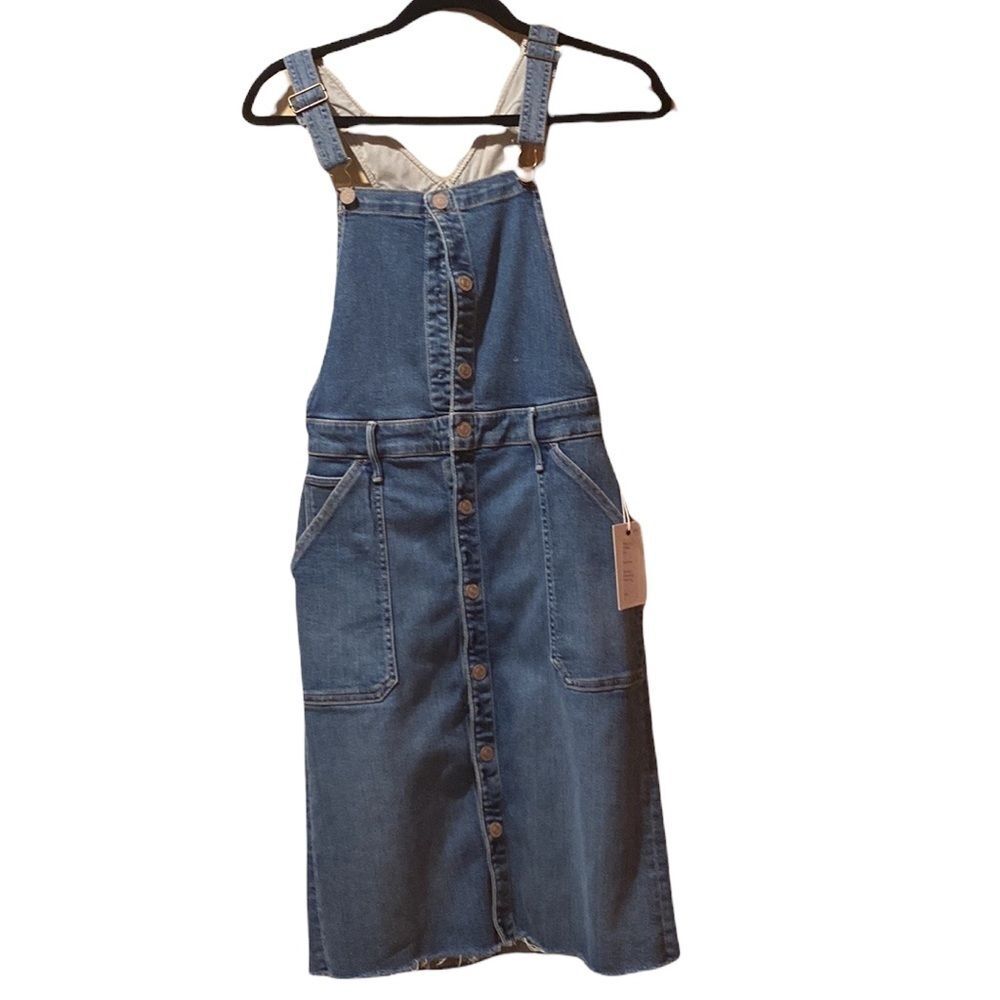 Mother Denim The Patch Overall Midi Dress Fray